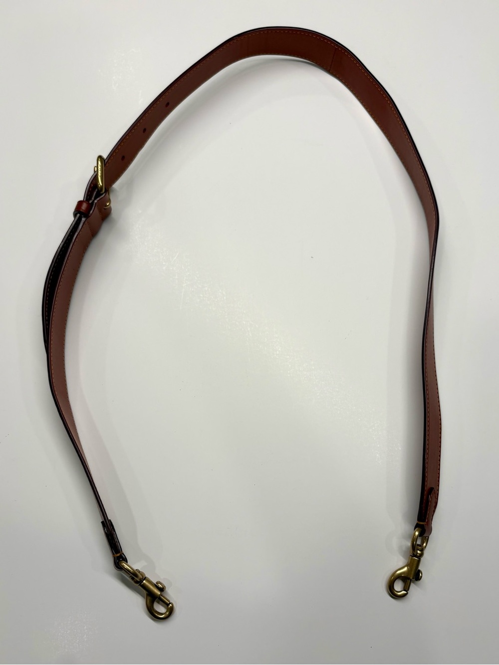 Coach Brown Leather Bag Strap with Brass Hardware